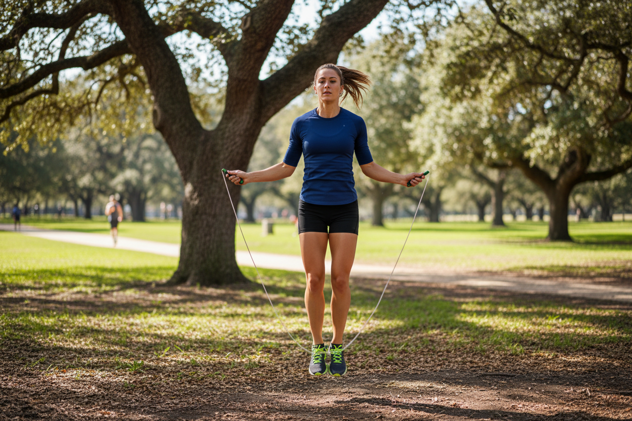 Photorealistic outdoor jump rope