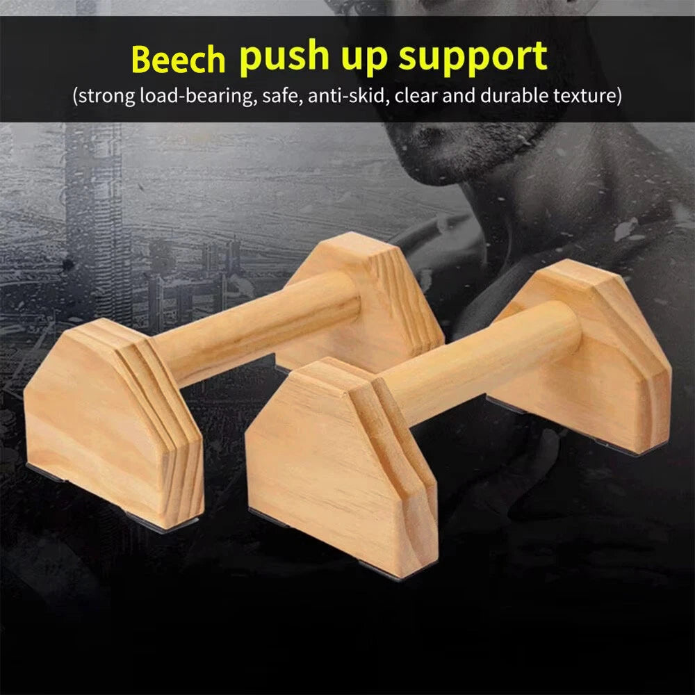 Wooden Parallettes Push Up Bars Wood Calisthenics Equipment for Home Gym