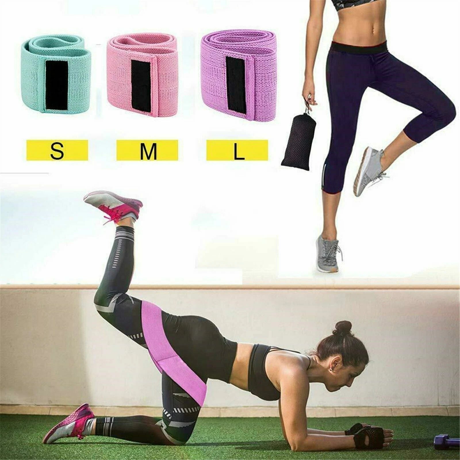 Resistance Booty Band Legs Set Hip Circle Loop Fabric Workout Exercise Yoga Gym