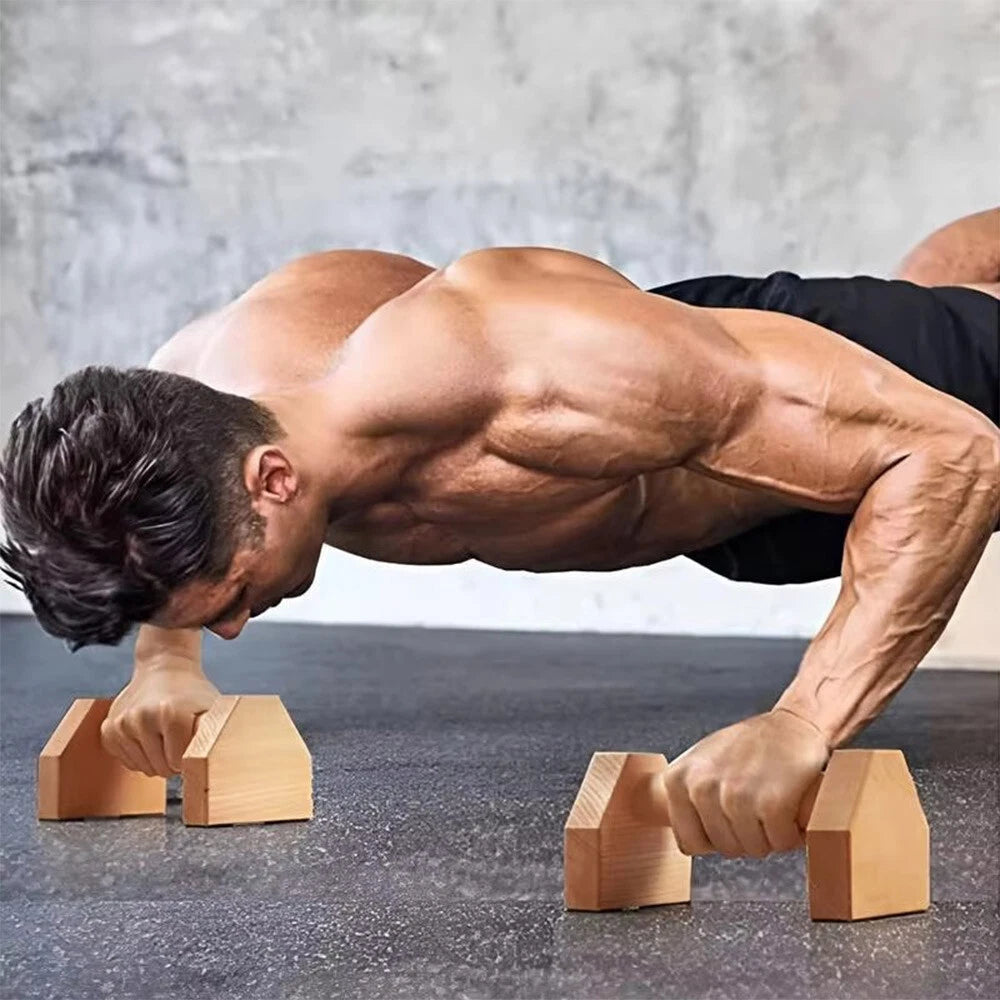 Wooden Parallettes Push Up Bars Wood Calisthenics Equipment for Home Gym
