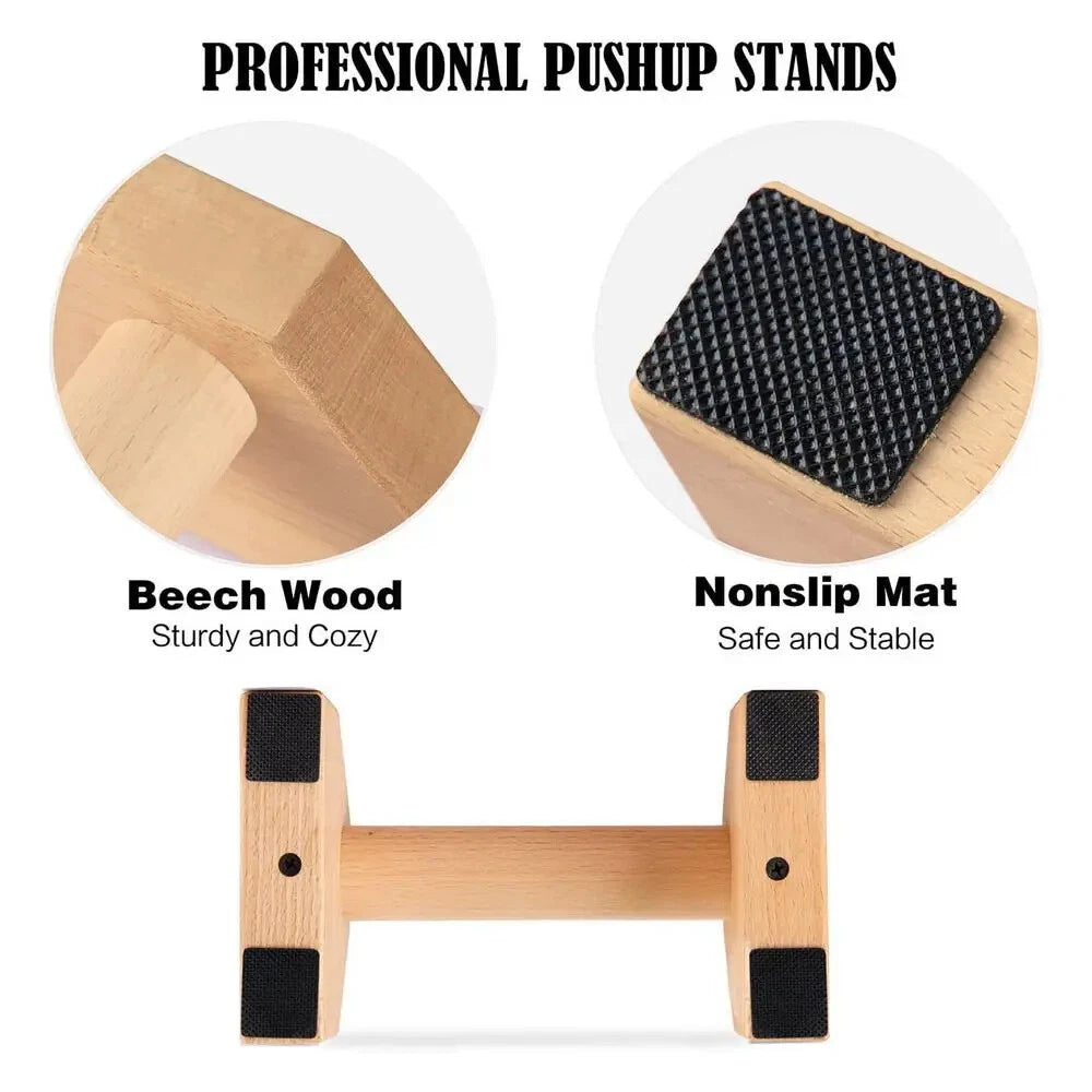 Wooden Parallettes Push Up Bars Wood Calisthenics Equipment for Home Gym