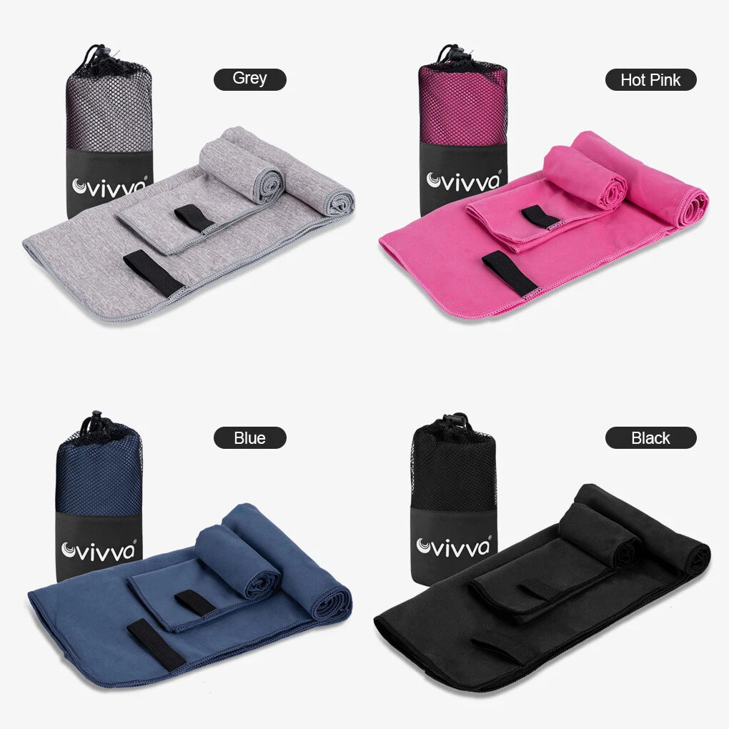 Vivva Multi-Purpose Microfibre Towel Gym Towel With Zip Pocket Storage 40cmX90cm