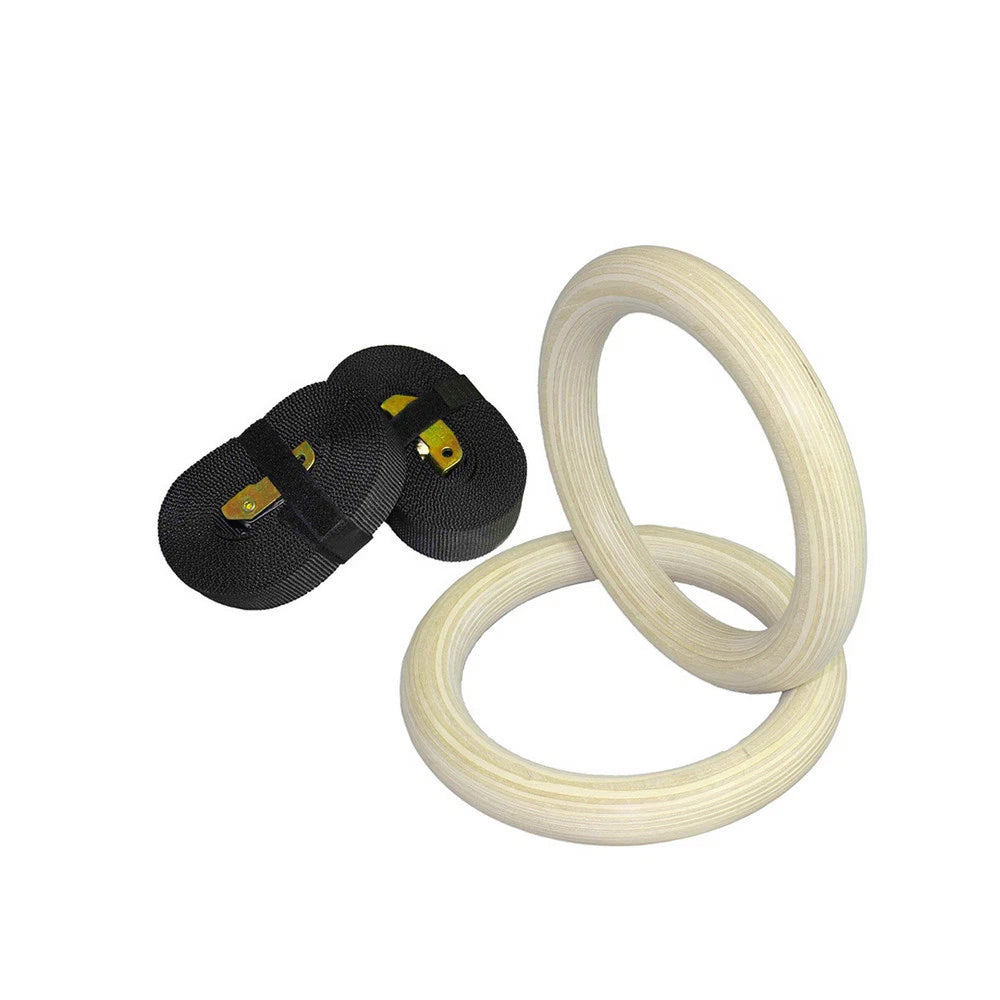 Wooden Gymnastic Olympic Rings Crossfit Gym Fitness Training Exercise AU STOCK