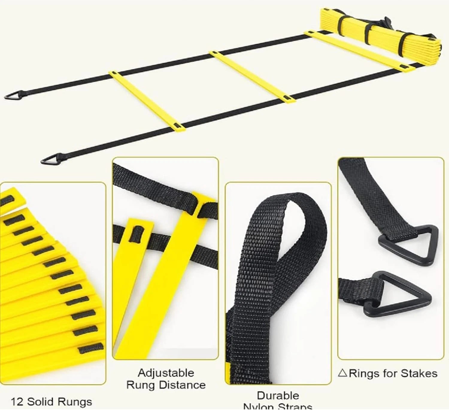 Soccer Training Equipment Set, 6 - Rung Speed & Agility Ladder, Resistance Parac