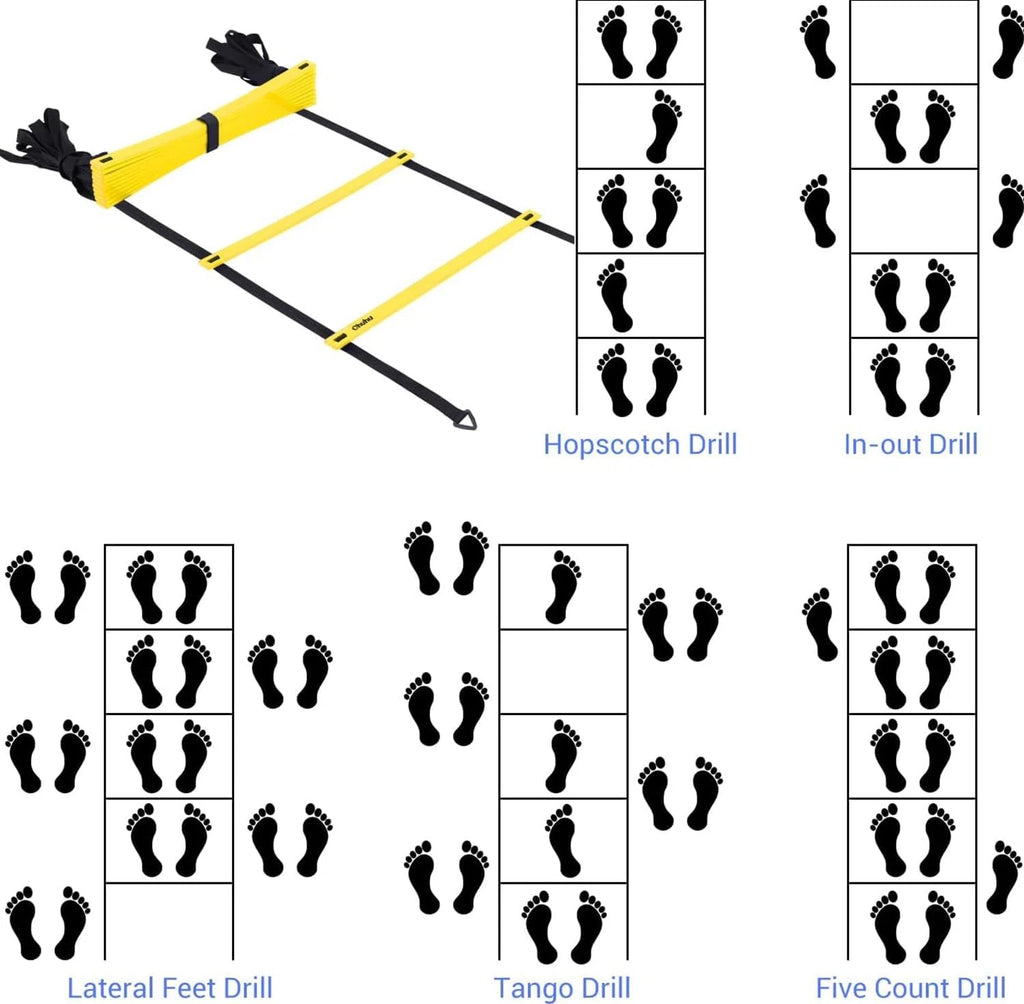 Soccer Training Equipment Set, 6 - Rung Speed & Agility Ladder, Resistance Parac