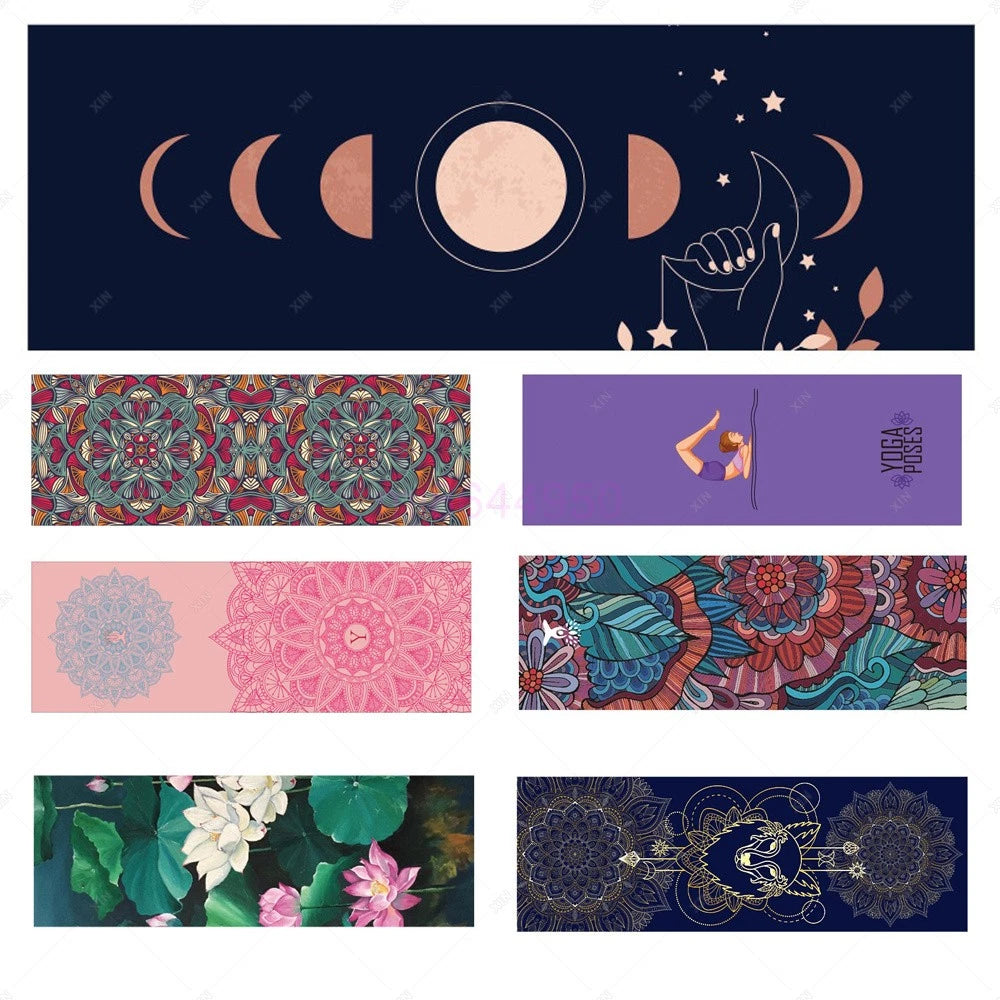 NEW Yoga Mat Cover Towel Printed Non Slip Portable Sweat Absorbing 185x63cm