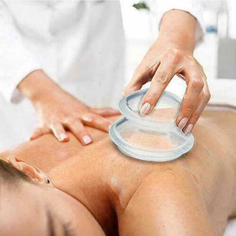 5 Cups Set Transparent Medical Silicone Vacuum Cupping Massage Jar Suction w/Box