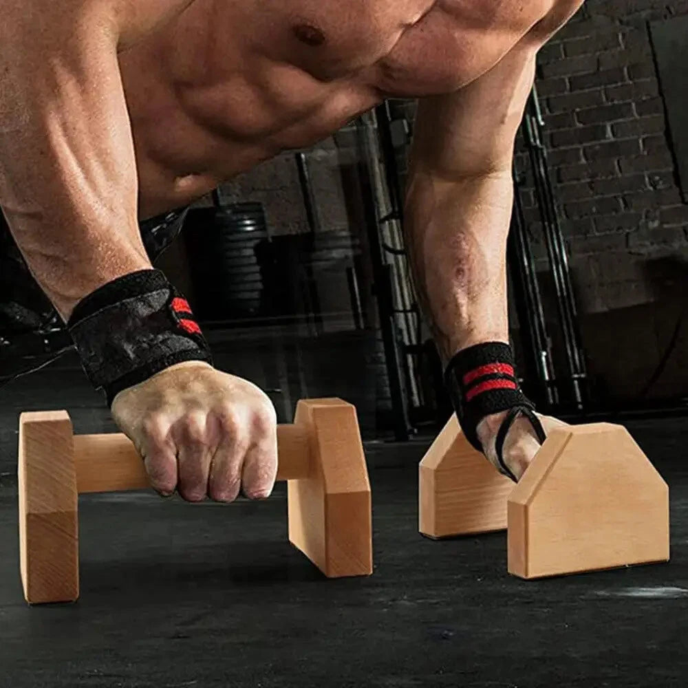 Wooden Parallettes Push Up Bars Wood Calisthenics Equipment for Home Gym