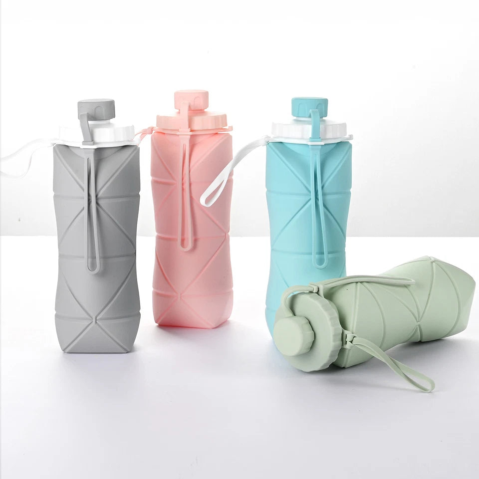 600ml Foldable Collapsible Water Bottle Silicone Leak-proof Reusable Travel Cup