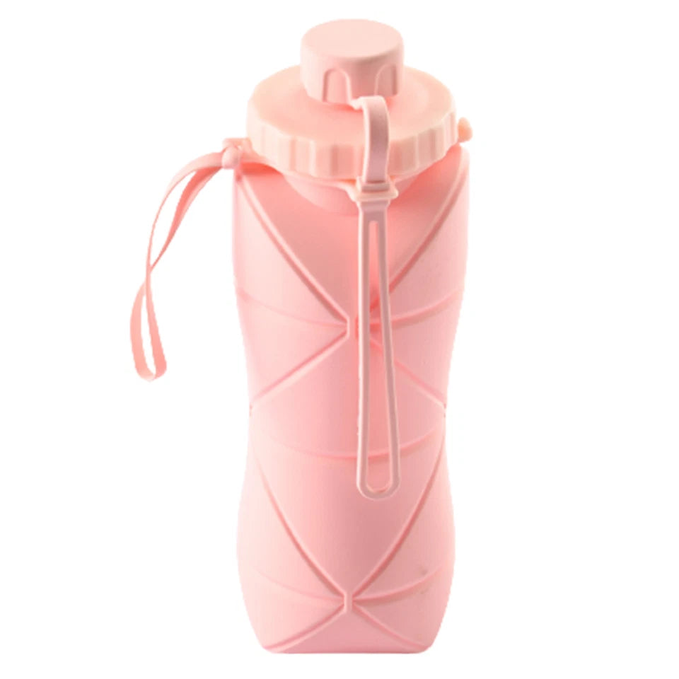 600ml Foldable Collapsible Water Bottle Silicone Leak-proof Reusable Travel Cup
