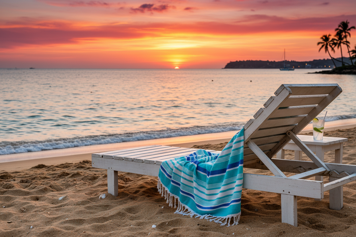 Turkish towel on beach chair